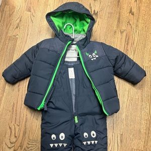 Carters Toddler Boys Snow Suit Navy Green 18 Months